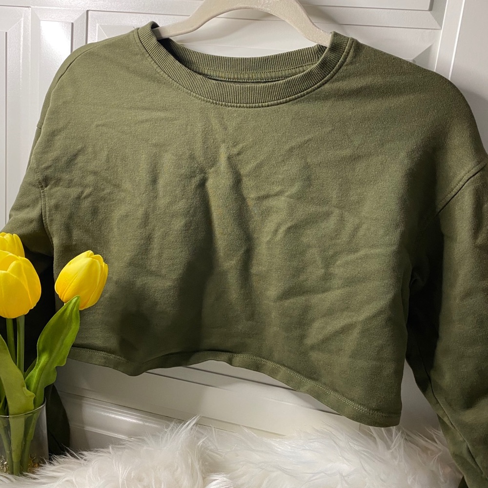 Crop top sweater green - Bershka